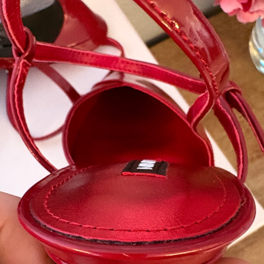 Nine West Red Patent Pointed-Toe Stiletto Heels with Ankle Straps - Picture 7 of 8